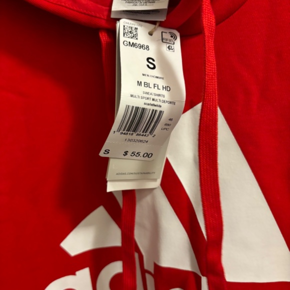 NWT Adidas L/S Red Branded Hoodie - Picture 11 of 11